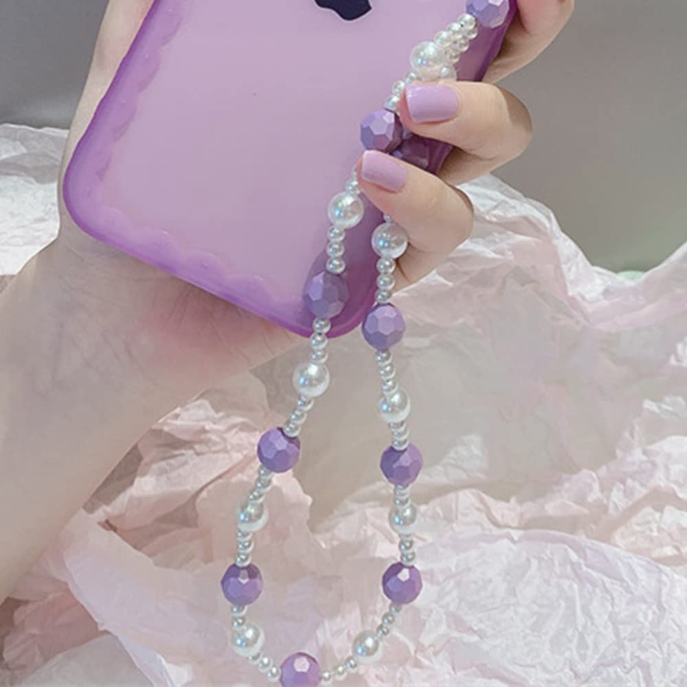 LUVIBeaded Phone Charm Lanyard Wrist Strap Beads Chain String Pearl Bracelet Keychain Handmade Cute Fashion for Women Girls