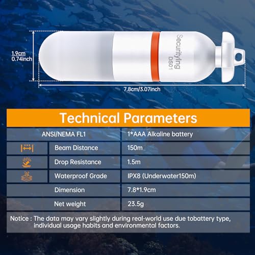 Clignotants stroboscopiques pour plongée sous-marine étanches 150m - 7