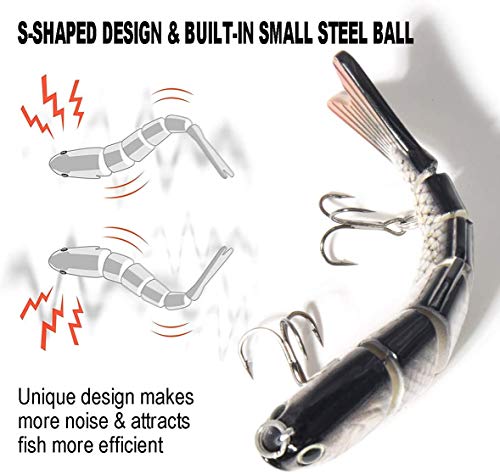 Al Fishing Lure 6 Segment Swimbait Crankbait Hard Bait Slow 18g 10cm with 6# Fishing Hook Fishing Tackle