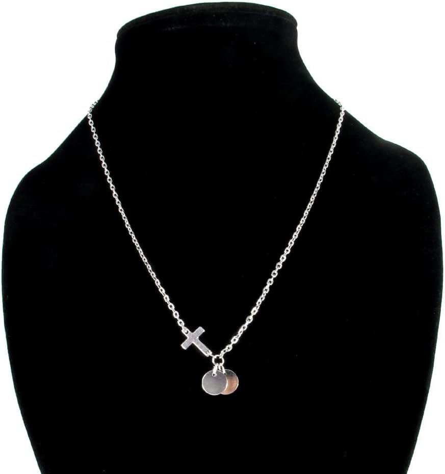 Charm.L Grace Jewelry Cross Necklace Metal Round Silver Tone Y Necklace