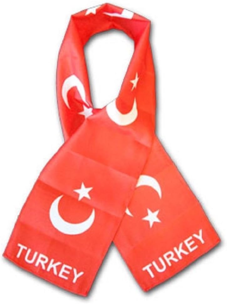 K's Novelties Set of 12 Turkey Country Lightweight Flag Printed Knitted Style Scarf 8"x60"