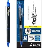 Pilot FriXion Synergy Clicker Erasable, Refillable, Retractable Gel Ink Pens, Extra Fine Point 0.5 mm, Pack of 12, Blue, FriXion Erasable Pens 0.5 - Ideal for School & Office Writing