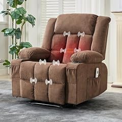 Recliner Chair for Living Room, Chairs with Massage and Heat, Glider Chair for Adults, Wide Comfy Couch with Side Pockets and Cup Holder, Single Sofa for Bedroom