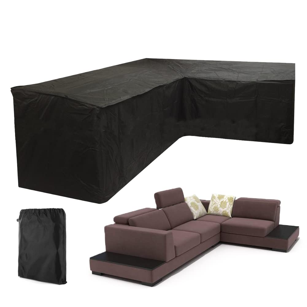 Housse de canapé de terrasse en L 284x221 cm bâche de protection extérieur imperméable