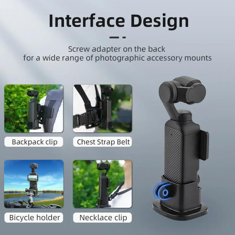 Honbobo Osmo Pocket 3 Adattatore compatibile con DJI Osmo Pocket 3 Adattatore telaio/Supporto per bicicletta/Clip per zaino/Fascia toracica/Supporto per collo Pocket 3 Accessori (Neck Mount