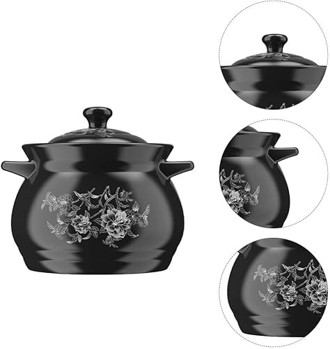 Miniatura 7 de Olla de cerámica para estofado de cerámica, resistente al desgaste, multiusos, con asas, cubierta resistente al calor para personas, hermoso diseño