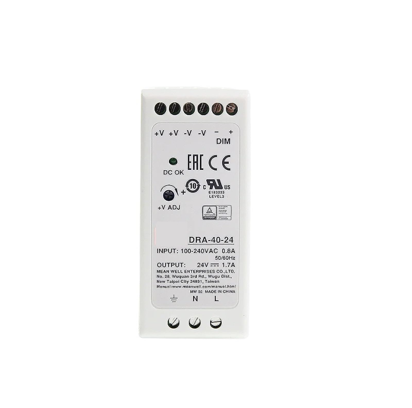 JJKKOZVQF DRA-40-24 40W 1.7A 24V Power Supply