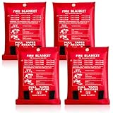 PRITOK Löschdecke 100 x 100 cm: 4 Stück Brandschutzdecke aus Glasfasertücher Küche Feuerlöschdecke für Menschen, Schwer Entflammbarer Schutz und Wärmeisolierung