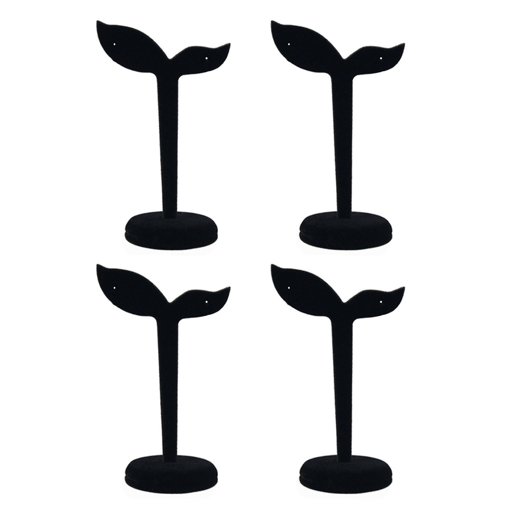 Vjsujehgy 4X Velvet Earring Display Stand Props Stud Earrings Holder Rack Storage 12CMx7CM(Black)