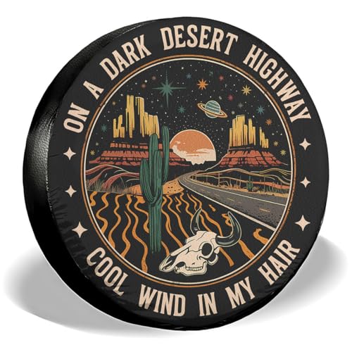 Image of GENANY Desert Cactus Father's Day PVC Spare Tire Cover for RV Trailer, Waterproof, Size 14 Fits 24-27 Inch