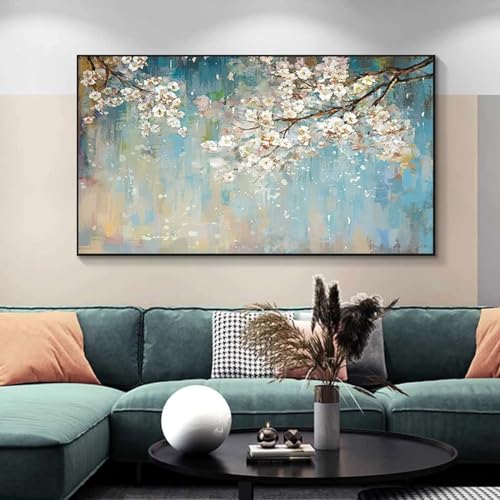 Peinture florale abstraite imprimée sur toile grand tableau mural 90x180 cm - 3