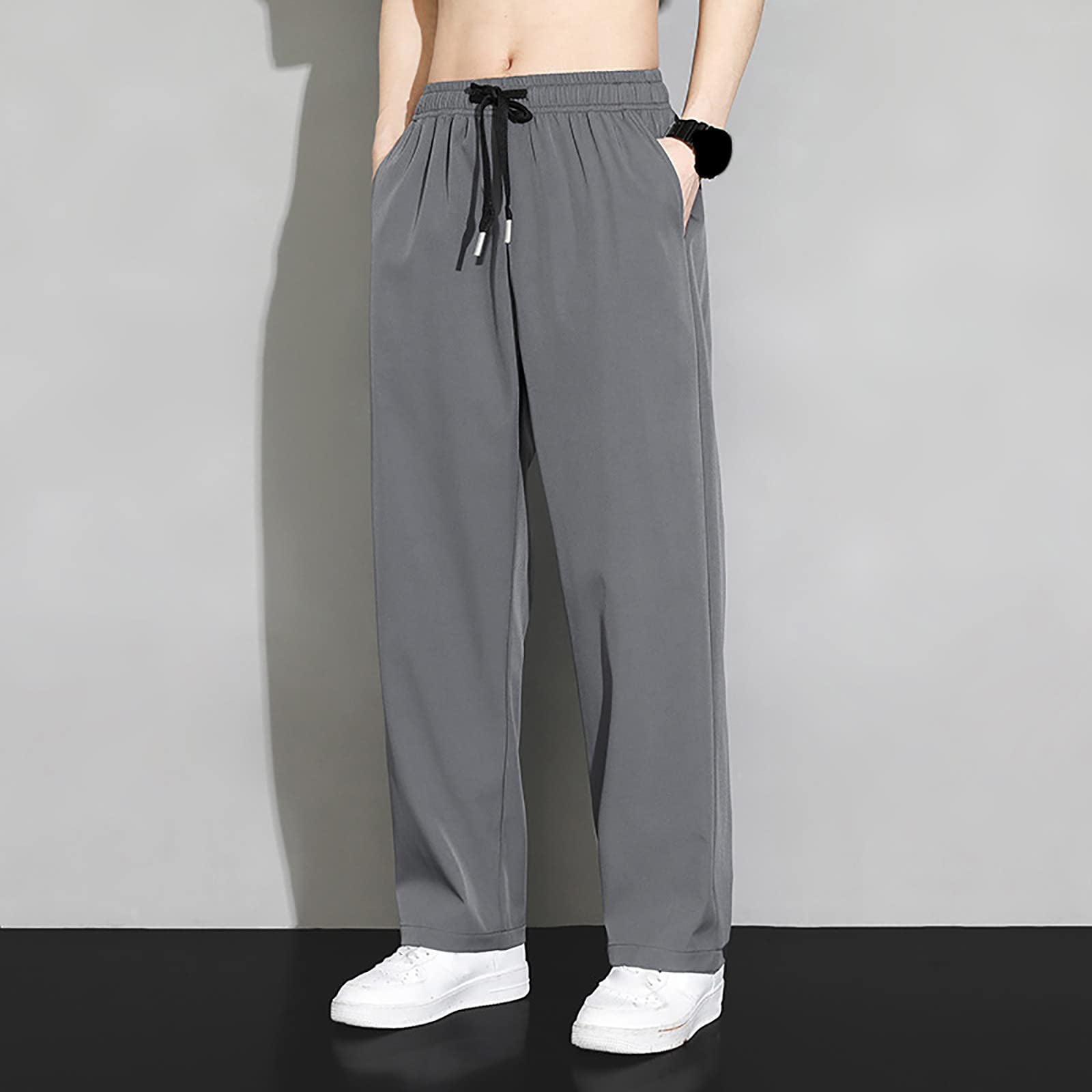 Pantalones de traje de seda de hielo para hombre, de alta elasticidad, no planchar, antiarrugas, pantalones clásicos, fríos y transpirables, de secado rápido, ligeros y finos,