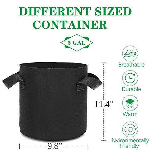Hoople 6Pack 5 Gallon Grow Bags Garden Heavy Duty Non-Woven Aeration Plant Fabric Pot Potato Container Perfect For Potato,Strawberry,Chili,Carrot,Radish,Peanut And Other Vegetables #TOP1