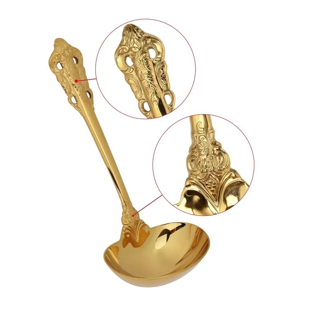 Cucharón de sopa de acero inoxidable, herramienta de cuchara de cocina duradera para cocinar y entretener, diseño resistente, vajilla elegante para servir