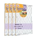Arm & Hammer Max Allergen & Odor Reduction 14x14x1 Air and Furnace Filter, MERV 11, 4-Pack