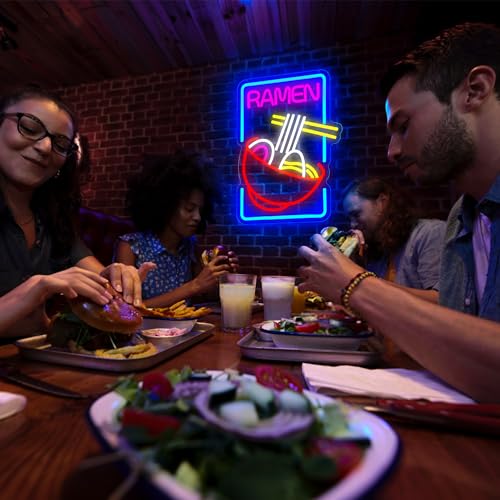 Image of Ramen Neon Sign for Wall Decor Dimmable LED Light Up Sign for Resturant Dining Hall Kitchen Home Bar Man Cave for Party Club Christmas Birthday Gifts Wall Art Size15.7 * 11.4(WZCP013)