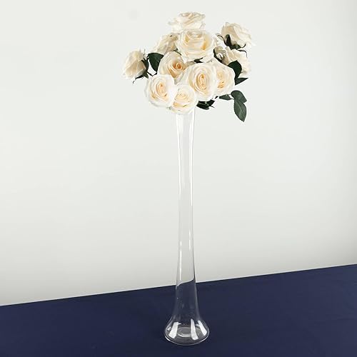 Miniatura 66 de Efavormart - Juego de 2 centros de mesa de trompeta con adornos de cristal transparente de 31 pulgadas, jarrón reversible de plástico para flores