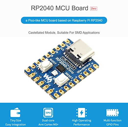 RP2040-Zero Pico-Like MCU vývojová deska založená na čipu mikrokontroléru Raspberry Pi RP2040, dvoujádrový ramenní procesor, multifunkční GPIO piny, přípojka USB-C, jednoduchá integrace