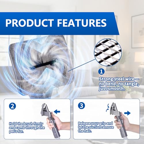 Image of Pet Grooming Kit Compatible with Dyson V7 V8 V10 V11 V15 Vacuum Cleaner,Dog Brush Vacuum Attachment with Extended Vacuum Hose & Trigger Lock,Suitable for Small Dogs or Cat Quiet Personality