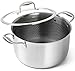 MICHELANGELO 8 Liter Suppentopf mit Deckel, Induktion Kochtopf aus 3-Schicht Edelstahl 18/10, Kratzfester Antihaft-Topf mit Wabenstruktur, Spülmaschinen- & Backofenfest, Silber