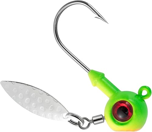 Dr.Fish Paquete de 10 plantillas de pesca Underspin de pie, plantillas redondas, hoja giratoria, plantillas de pesca pintadas Walleye Crappie Jig