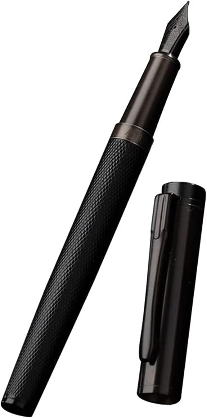 Khazna Fountain Pen, Black Forest Metal Fountain Pen, Beautiful Tree Texture Extra Fine Nib Writing Office Pen, Classic Design with Converter and Pen Box Set, Pen Gift for your Family, or anyone else
