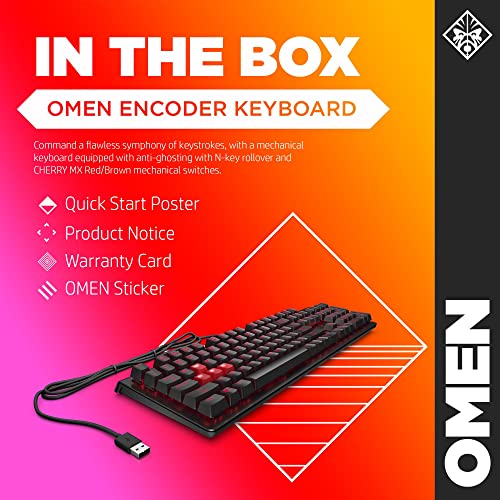 OMEN Encoder Tastiera, Switch Cherry MX Red, Tecnologia Meccanica Antighosting N-Key Rollover, LED Dedicati e Regolabili, Tasti Multimediali, Piedini Regolabili 2 Posizioni, USB, Nera - Tastiera gaming - Immagine 6