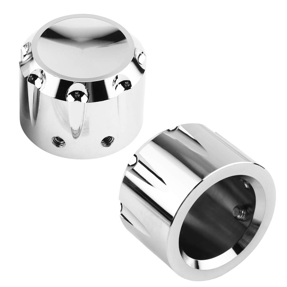 2 Pièces CNC Aluminium Moto Essieu Avant Crâne écrou Boulon Couvercle Capuchon Harley Essieu Couvre Moto écrou Breakout Couverture Avant 03 Electra Glide Softail Classique(Argent électrolytique)