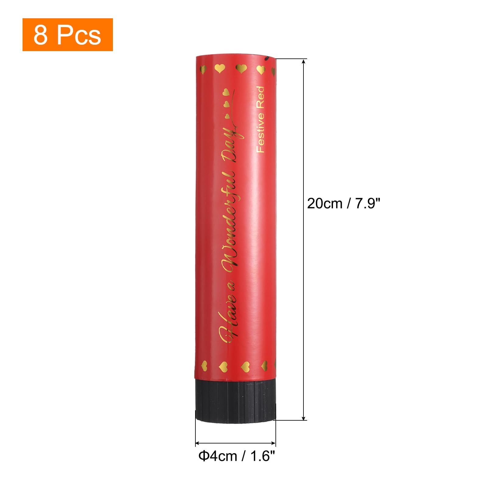 sourcing map Konfetti-Popper für Hochzeit, Papier-Konfetti, Happy Birthday, Tischstreuung, Konfetti-Punkte für Geburtstag, Abschlussfeier, Weihnachten, Partyzubehör, Dekorationen, 20,3 cm, Rot, 8
