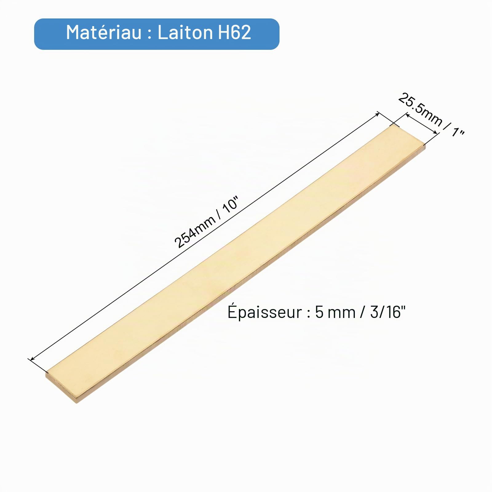 sourcing map barres plates en laiton H62, barres carrées massif 5 mm pour couteaux, travaux manuels, décoration architecturale, industrie décorative