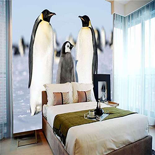 Lysymo 3D Art Wallpaper Mural Wall Decoration Removable Self-Adhesive Animal Penguin Print Photo Wallpaper Restaurant Family 55X28 In #TOP3