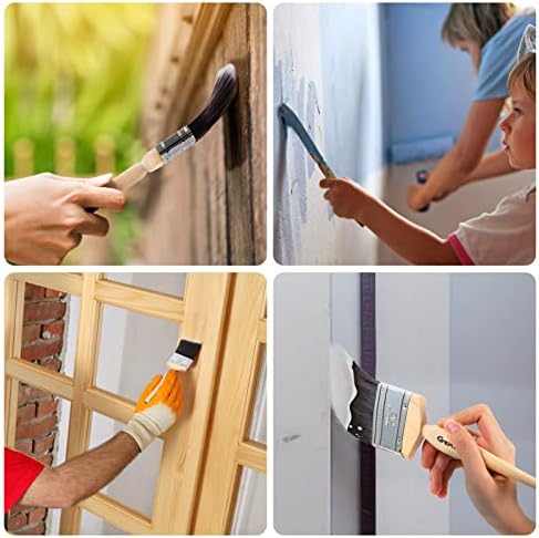 Paint Brush Set for Walls and Ceilings Decorating, Professional Masonry Paint Brushes for Furniture and Fence Painting, No Loss Soft Nylon Bristle Paintbrushes for Stains and Paints (4 Pack)