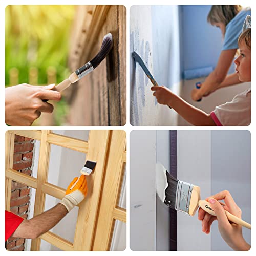 Paint Brush Set For Walls And Ceilings Decorating, Professional Masonry Paint Brushes For Furniture And Fence Painting, No Loss Soft Nylon Bristle Paintbrushes For Stains And Paints (4 Pack) #TOP6