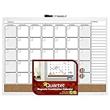 Quartet Magnetic Combination Calendar Board, 17 x 23 Inches, Dry Erase and Cork, 1-Month Design with List, White Frame (79380-WT)