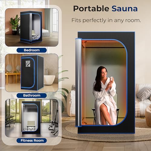SereneLife Portable Steam Sauna Tent with Extra Large 4L Steamer - Includes Folding Sauna Chair, Remote Control w/ 9 Heat Levels for in-Home Spa - 2.9' x 2.9' x 5.9' - Image 3