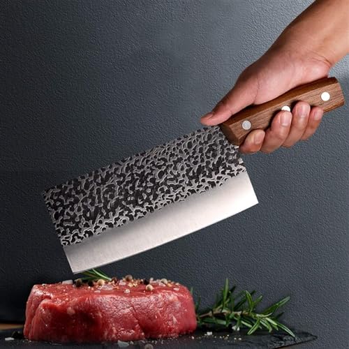 Image of Machado Forging Serbian Chef Knife Set - 12 inch Full Tang High Carbon Clad Steel Butcher Cleaver with Knife Sharpener - Perfect for Vegetables, Fish, Meat - Ideal for Kitchen, Hotel, Restaurant