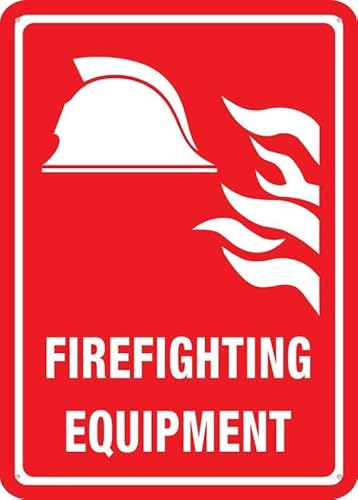 Firefighting Equipment Garage Space Metal Tin Sign Weather Resistant Fire Safety Warning Tin Sign 12X8 Inch