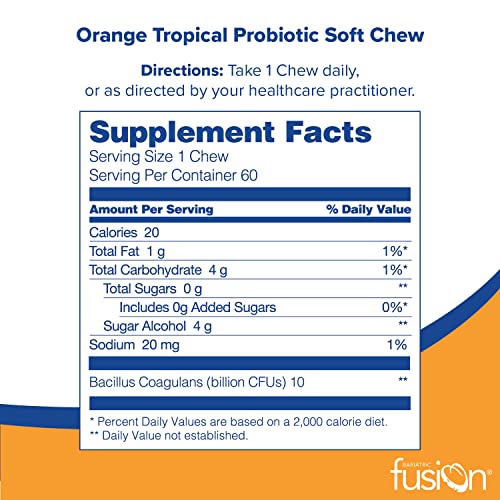 Bariatric Fusion Probiotic Soft Chews With 10 Billion Live Organisms | Orange Tropical | Support Digestive & Immune Health | Chewy Bariatric Vitamin | 60 Count #TOP1