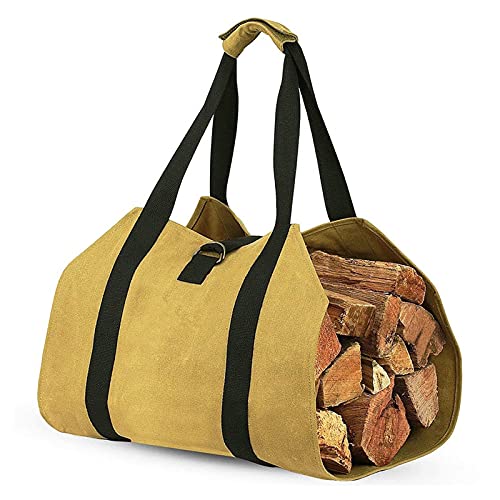 Bolsa de lona para leña, bolsa de almacenamiento portátil para camping, picnic y uso al aire libre (nombre del color: amarillo)