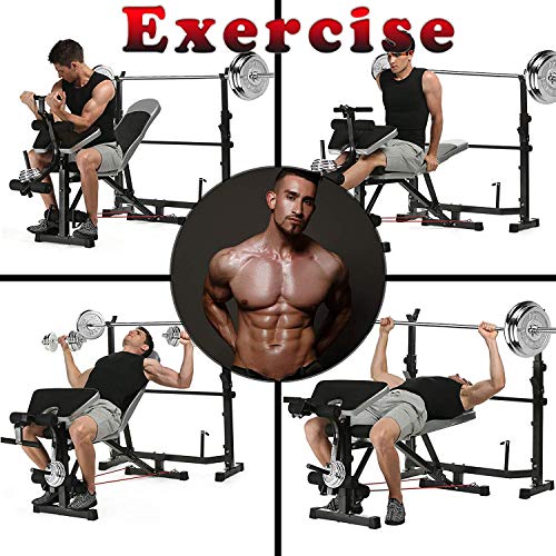 ncient 330lbs Olympic Weight Bench Multi-Function Adjustable Weight Bench with Preacher Curl Leg Developer Lifting Press Exercise Equipment for Indoor Full-Body Workout (Black)