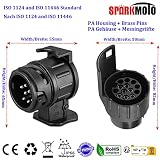 SPARKMOTO Adapter z wtyczką 7 do 13 pinów i 13-pinowy adapter z przyczepą 13 na 7 pinów, 7-biegunowe złącze zaczepu a 13 elementów do przyczepy kempingowej, uchwytu rowerowego (SK713A)