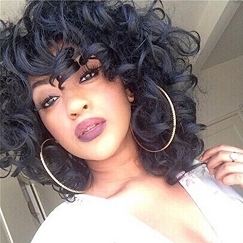 Bestland Curly Hair Perücken für schwarze Frauen Fluffy Wavy Schwarz Synthetische Perücke Natürliche Look Hitzebeständige Perücken Cover