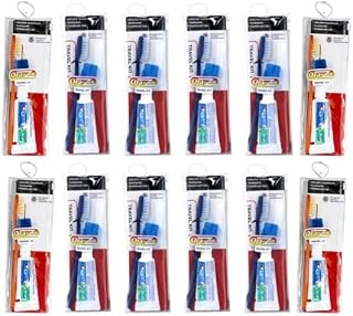 12-Pack Toothbrush Travel Kit with Toothbrush Cap and Toothpaste, Soft Bristles (Pack of 12)