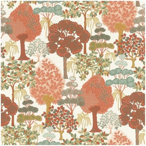 YöL Rhapsody Red Trees Vinyl Wallpaper - Paste The Wall Extra Washable Stripable - 10.05m x 53cm Roll - Contemporary Versatile Sophisticated - Feature Statement Wall - Living Room Bedroom Lounge