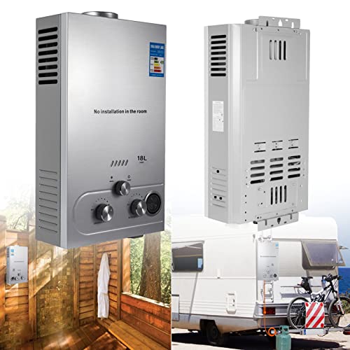 LMYYDES Calentador de Agua Caliente a Gas de 18L Ducha de propano Caldera instantánea sin Tanque de Acero Inoxidable Electrodomésticos a Pedido Mini Agua instantánea, 65x35x16cm