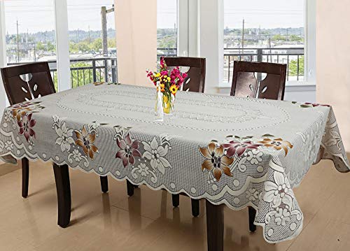 Kuber Industries Floral Cotton 6 Seater Dinning Table Cover – Brown, Standard (CTKTC03516,Rectangular,Pack of 1)