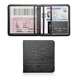 JUSTTOP Car Registration and Insurance Card Holder, Leather Vehicle Glove Box Document Holder with Magnetic Closure, Driver License Organizer Cards Paperwork Wallet for Men Women (Black, Small)