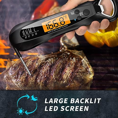 AOLDHYY Instant Read Meat Thermometer for Cooking, Fast & Precise Digital Food Thermometer with Backlight, Magnet, Calibration, and Foldable Probe for Deep Fry, BBQ by WLRAPSKY - Used condition - Image 7