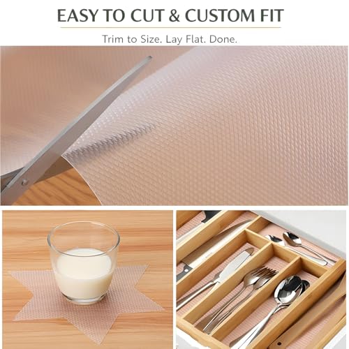 Image of DALUCI Anti Skid Fridge Mats Roll 5 Meters (45 cm x 500 cm) | Drawer Mat for Kitchen Drawers, Shelves & Wardrobe | Food Grade EVA Anti Slip Shelf Liner, Washable, Diamond Pattern, White