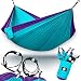 Legit Camping Double Hammock - Lightweight Parachute Portable Hammocks for Hiking, Travel, Backpacking, Beach, Yard Gear Includes Nylon Straps & Steel Carabiners (Violet/Turquoise)